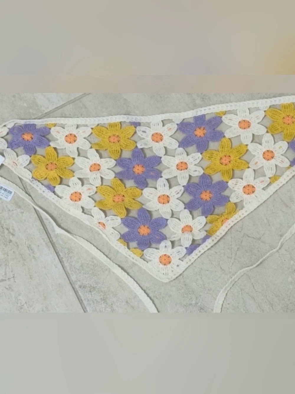 Anthropologie Floral Crochet Hair Scarf